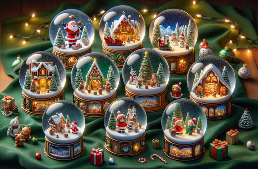 10 Christmas Snow Globes with Christmas Lights