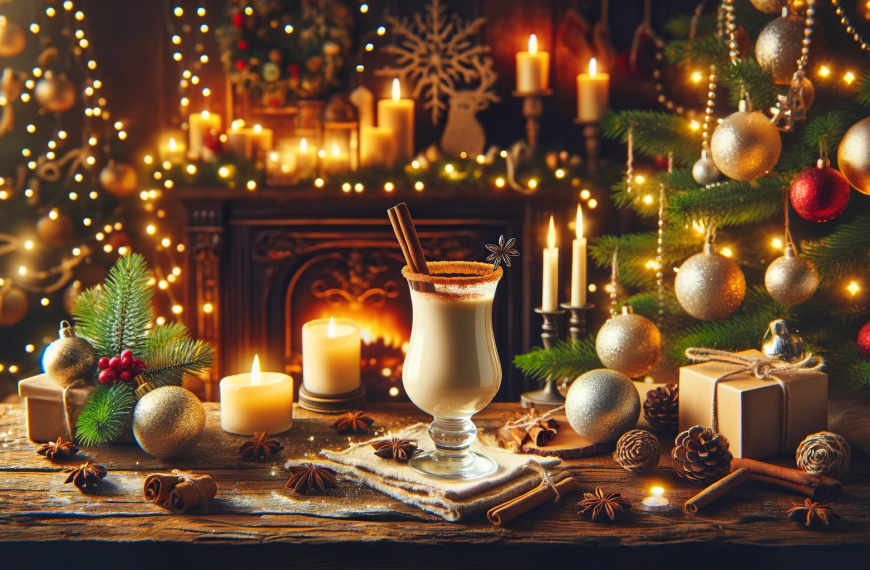 A Creamy Glass of Egg Free Eggnog at Christmas