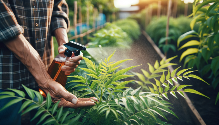 A Gardener applying Organic Spray