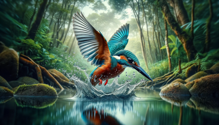 A Kingfisher in Mid Dive