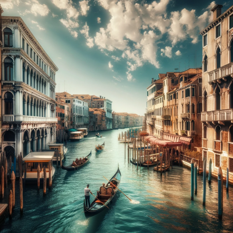 A captivating view of the iconic canals of Venice, Italy