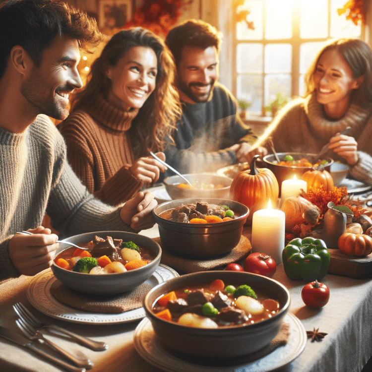 A family enjoying Beef Stew