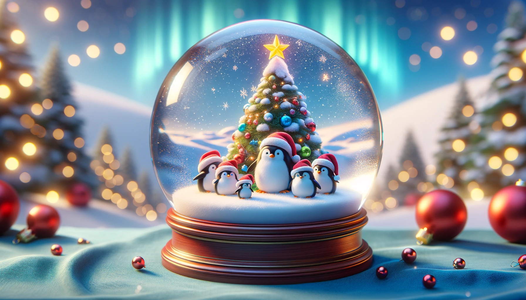 Adorable Cute Penguin Christmas Snow Globe