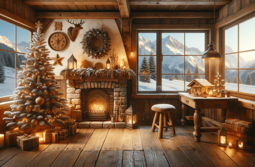 Alpine cabin background