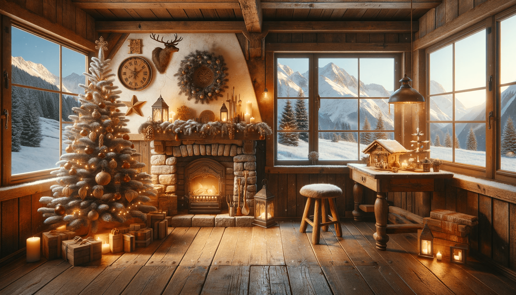 Alpine cabin background