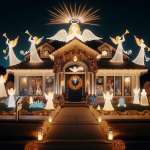 Snowflake Christmas Lights on House at Night – FREE Image Download