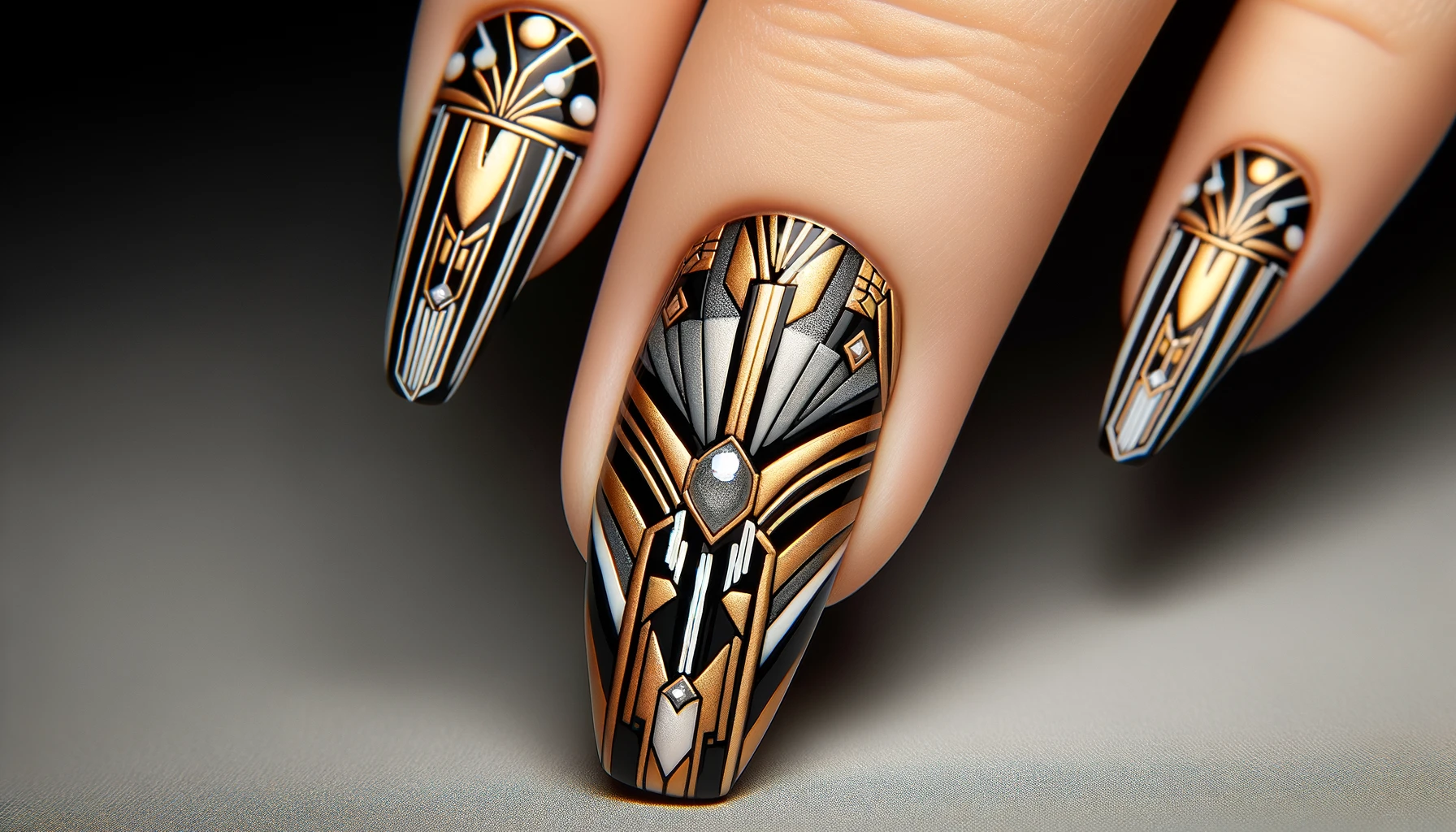 Art Deco Acrylic Nail Art