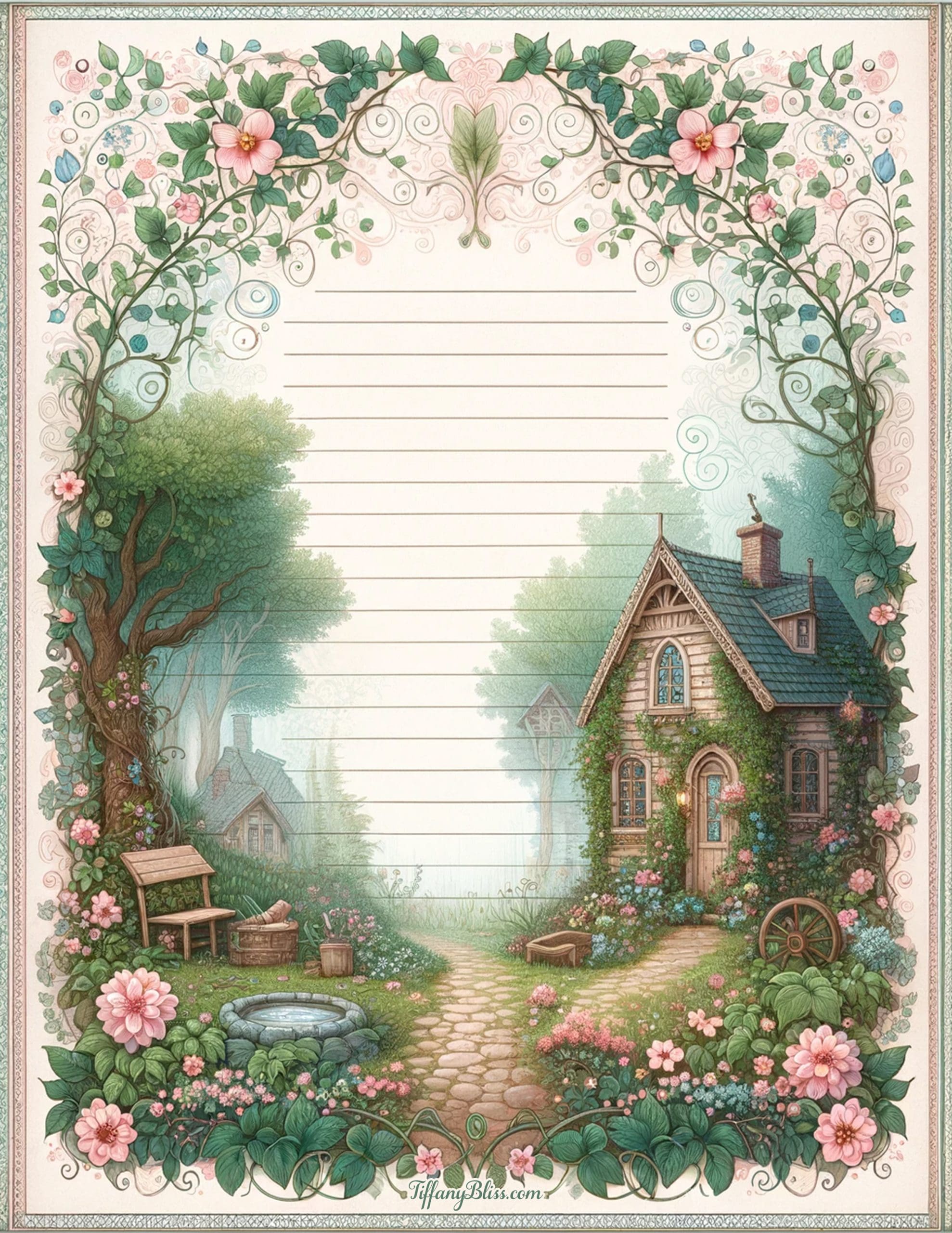 Beautiful cottage garden stationery scaled