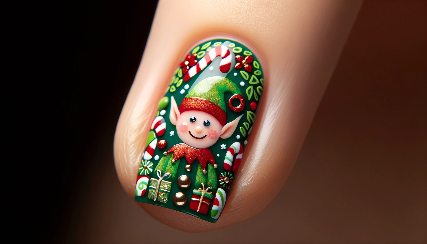 Christmas Elf Holiday Nail Art