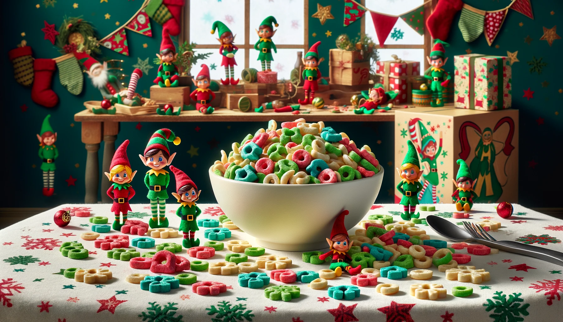 Christmas Elves and Cereal Bowl