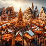 Christmas Village Night Lights Snow Trees – FREE Image Download