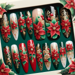 Santa Holly Christmas Snowflake Nail Art – FREE Image Download