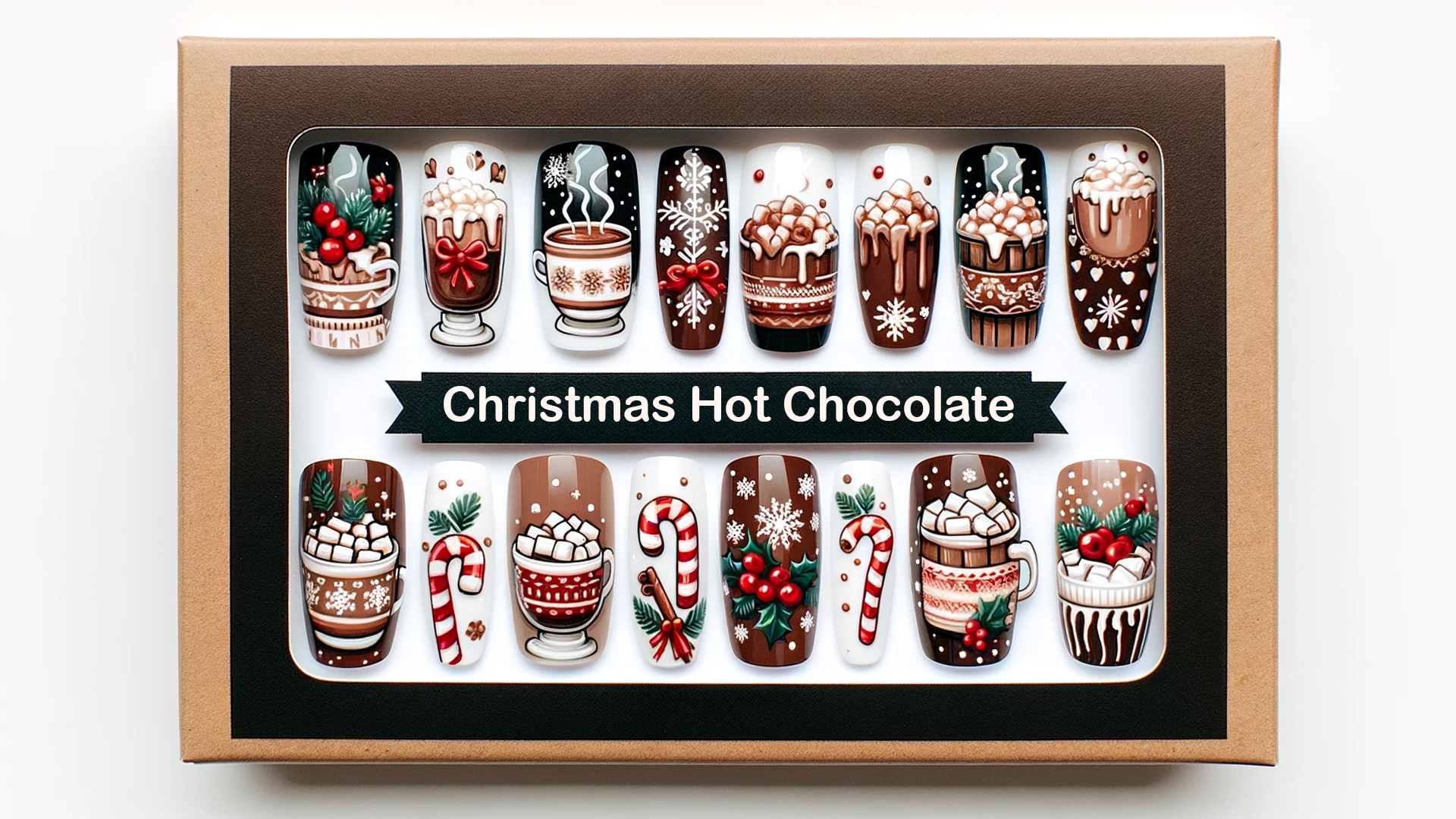 Christmas Hot Chocolate Nail Art Packaged