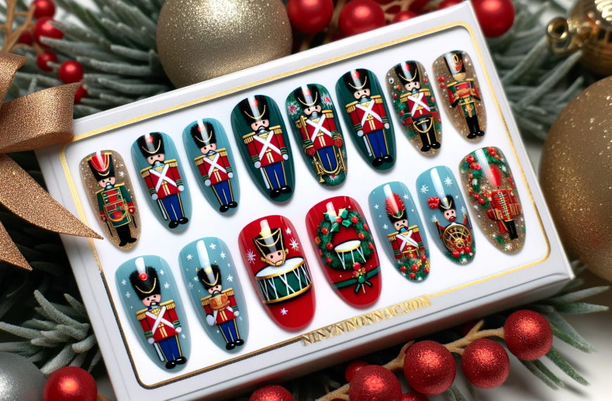 Christmas Nutcracker Soldier Fake Nails Packaged