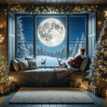 Christmas Decorations Window Full Moon Santa Reindeer – FREE Image Download