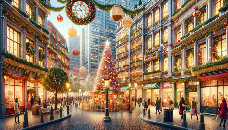 Christmas Town Square Shopping decorations - FREE Image Download ...