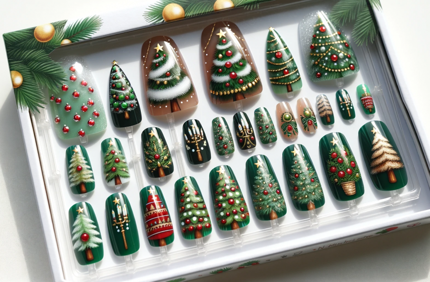 Christmas Tree Nail Art Elegant Press On Nails