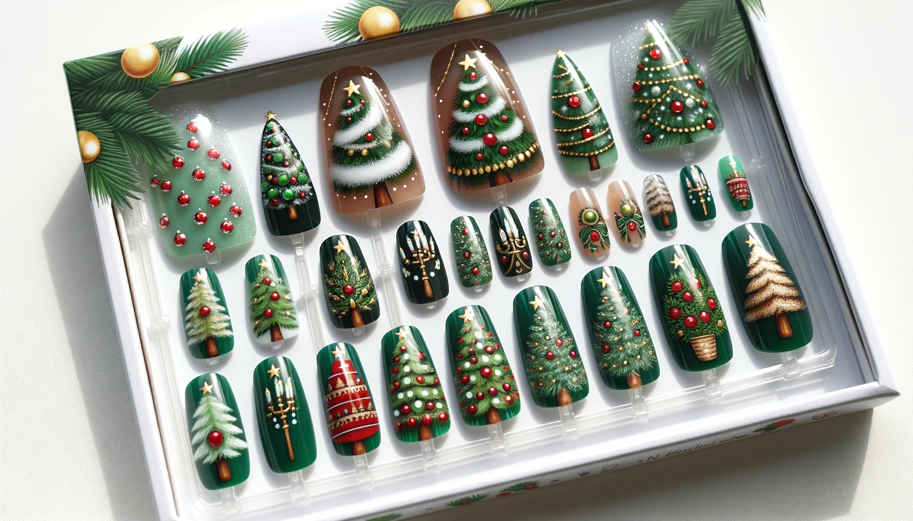 Christmas Tree Nail Art Elegant Press On Nails