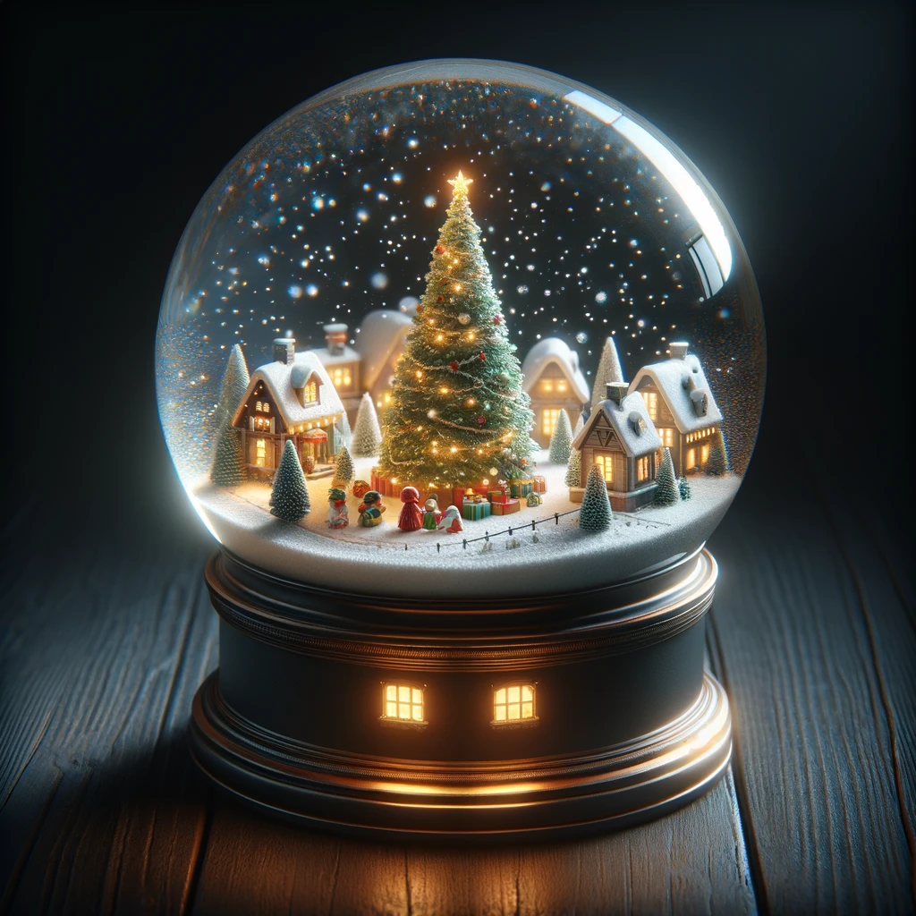 Christmas Tree Village Snow Globe - FREE Image Download - Tiffany Bliss