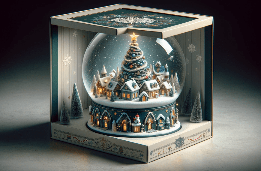 Christmas Tree and Village Snow Globe in Package