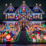 Extravagant Christmas Lights on a House – FREE Image Download