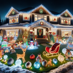 Elaborately Decorated Christmas House with Colorful Lights – FREE Image Download