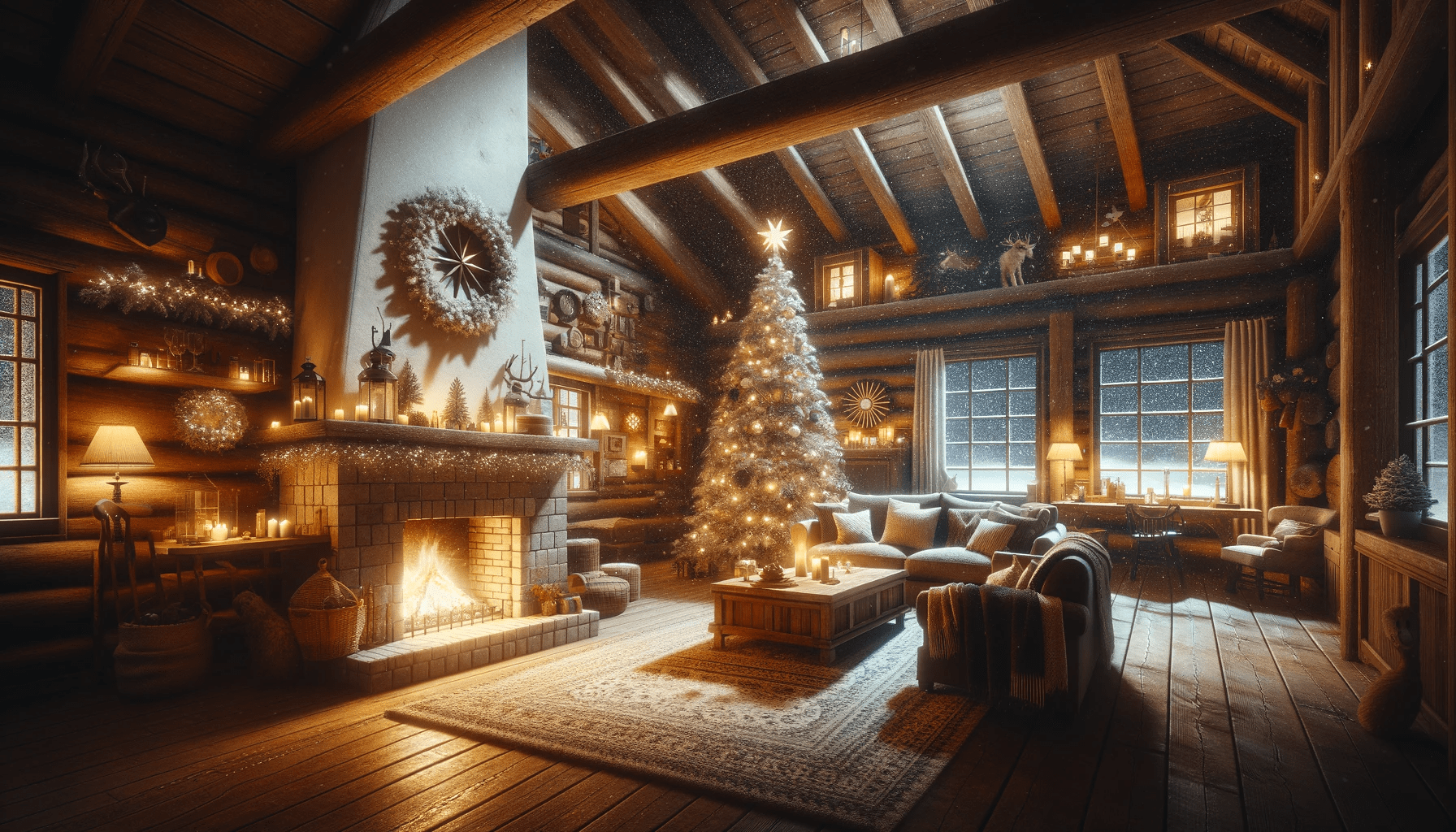 Cottage Christmas Living Room