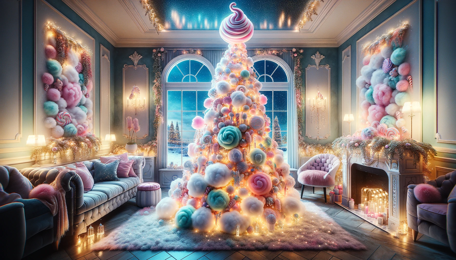 Cotton Candy Christmas Tree