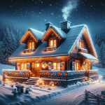 Cozy Cottage Christmas Living Room – Ai Generated Image – Royalty FREE Download