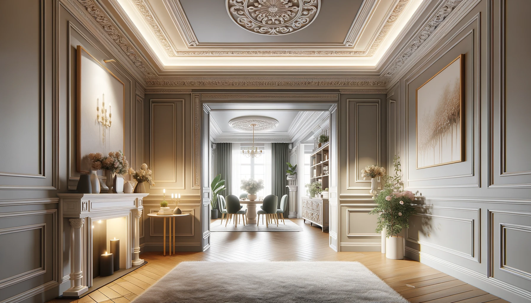 Crown molding in a beautiful house