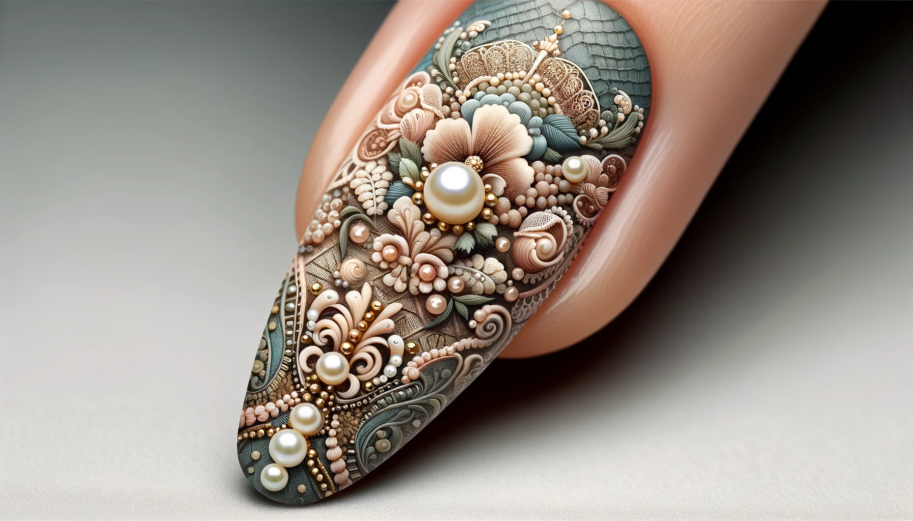 Elegant Floral Ornate Nail Art