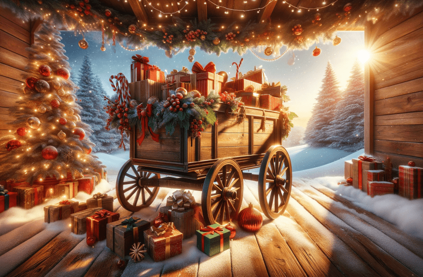 Elegant wagon Christmas backdrop