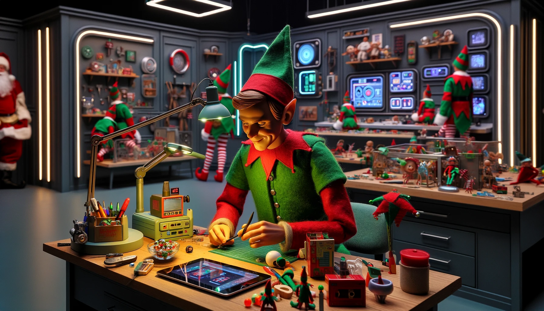 Elf working in Santas workshop 2010