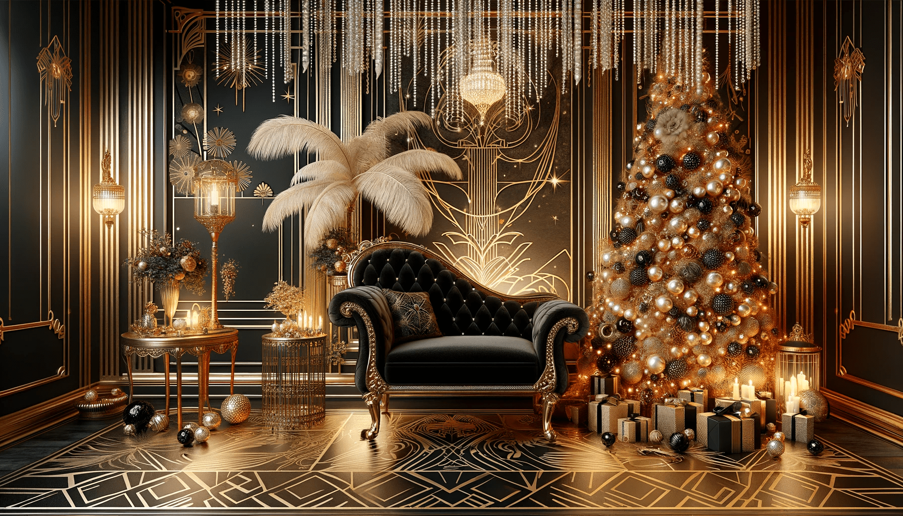 Gatsby style Christmas backdrop