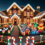 A House Decorated with Christmas Lights and Santa Claus – FREE Image Download