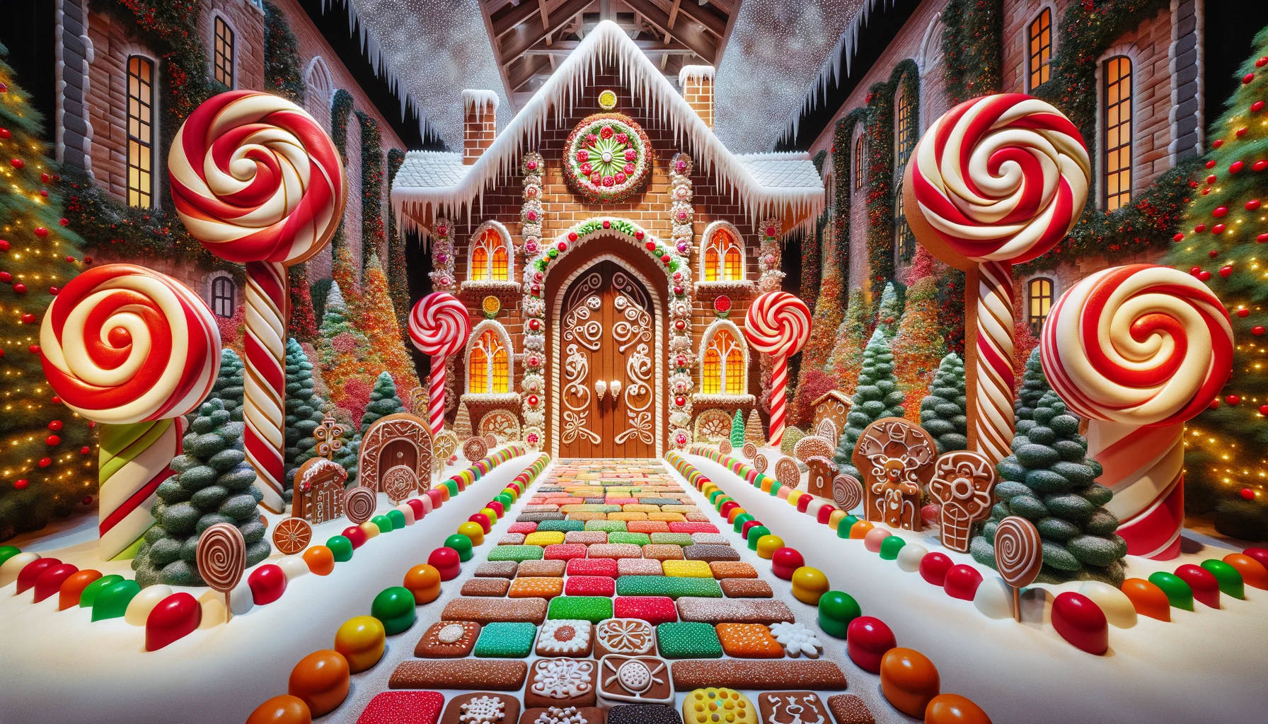 Gingerbread House Candy Walkway Peppermint Swirls