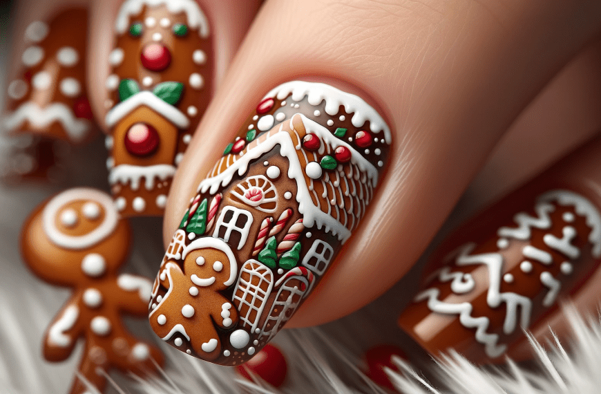 Gingerbread Man House Nail Art