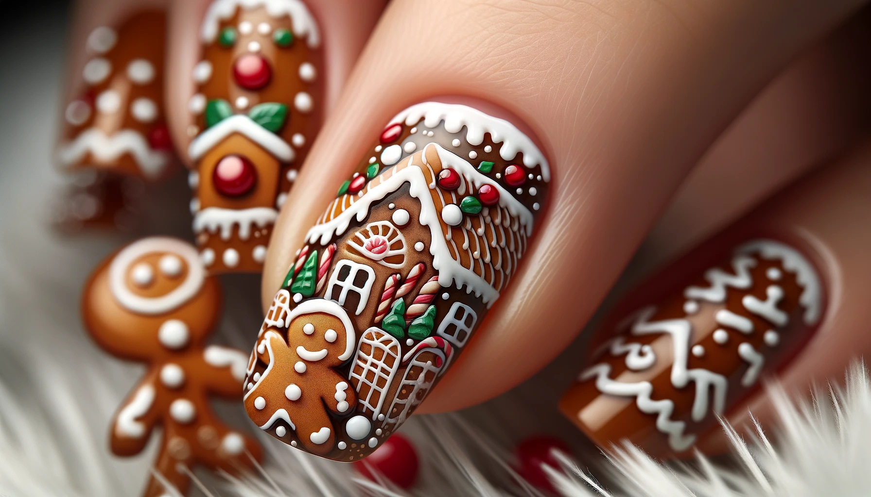 Gingerbread Man House Nail Art