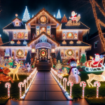 Colorful Christmas Lights on a House at Night – FREE Image Download