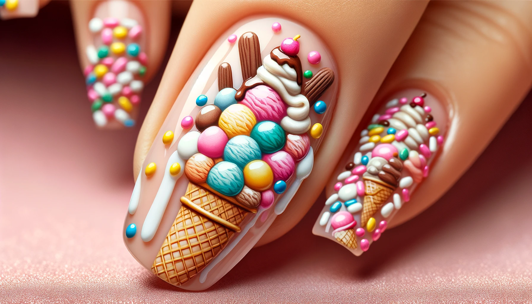 Ice Cream Candy Nail Art