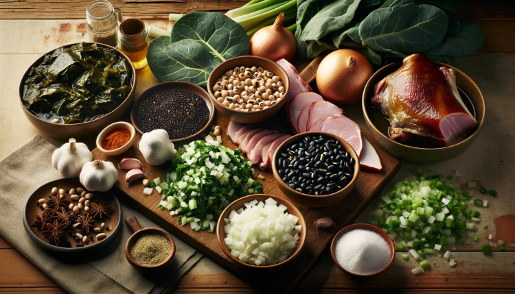 Ingredients for Black Eyed Peas and Collard Greens