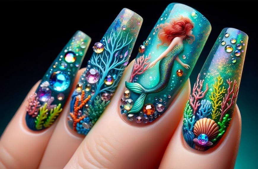 Beautiful Mermaid Nail Art Under the Sea