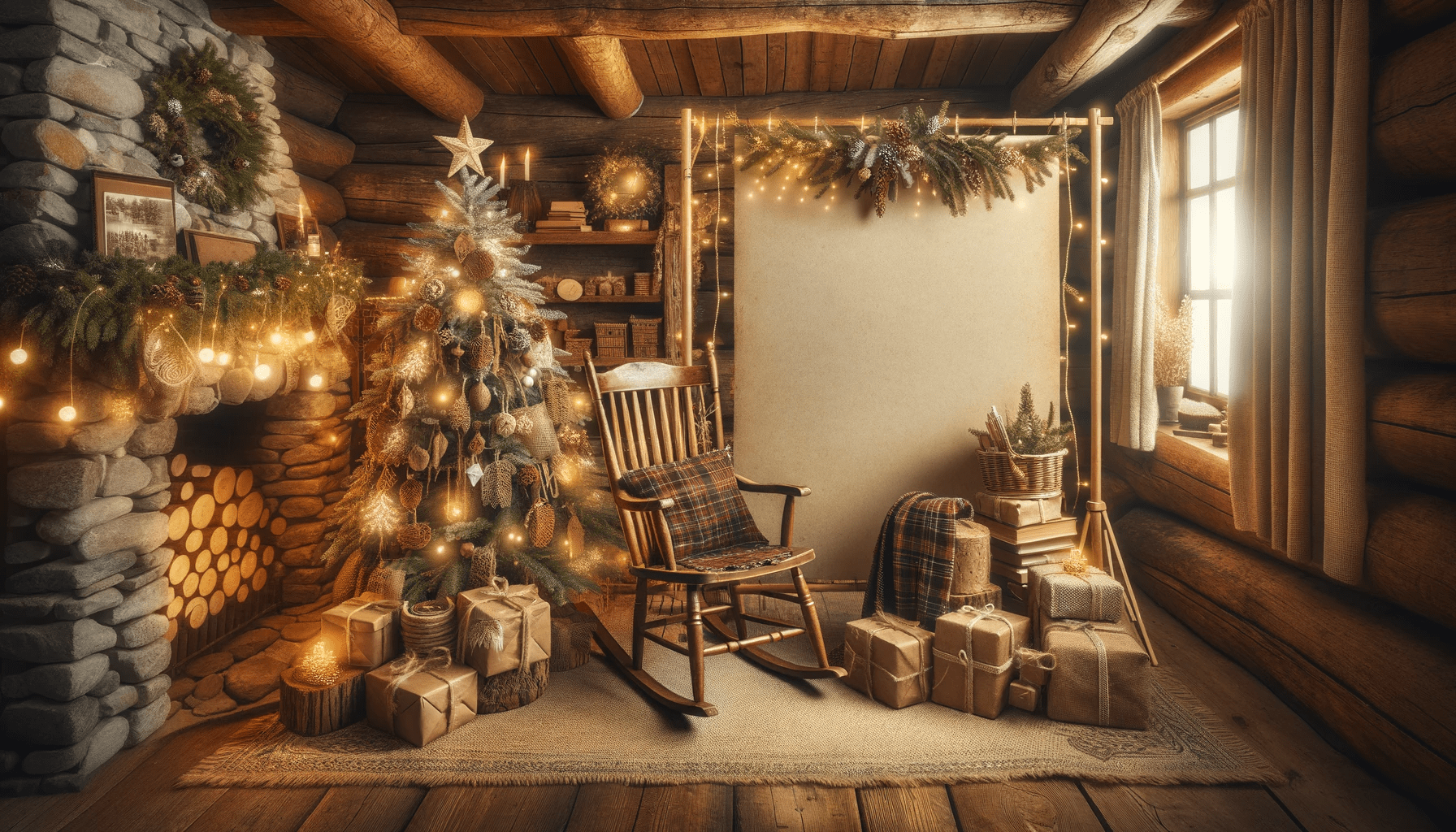 Natural pine Christmas backdrop