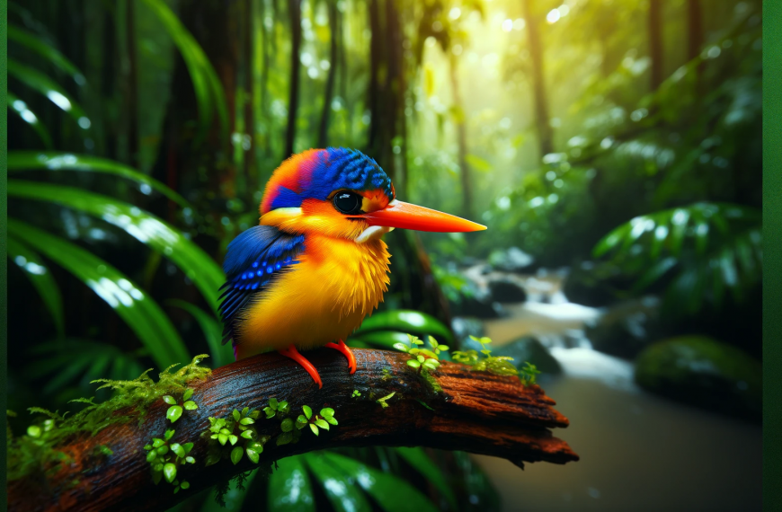 Oriental Dwarf Kingfisher Perched on a Branch