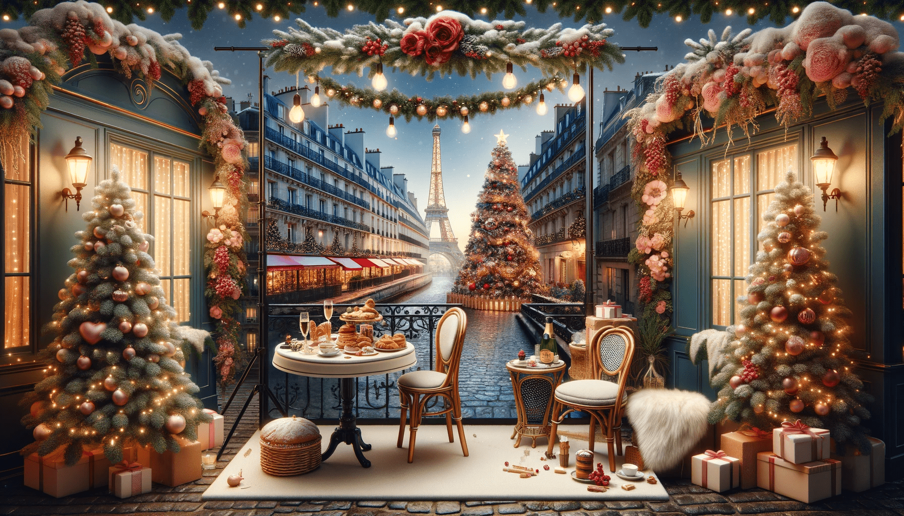 Parisian background Christmas theme