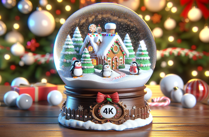 Penguins and Gingerbread House Snow Globe