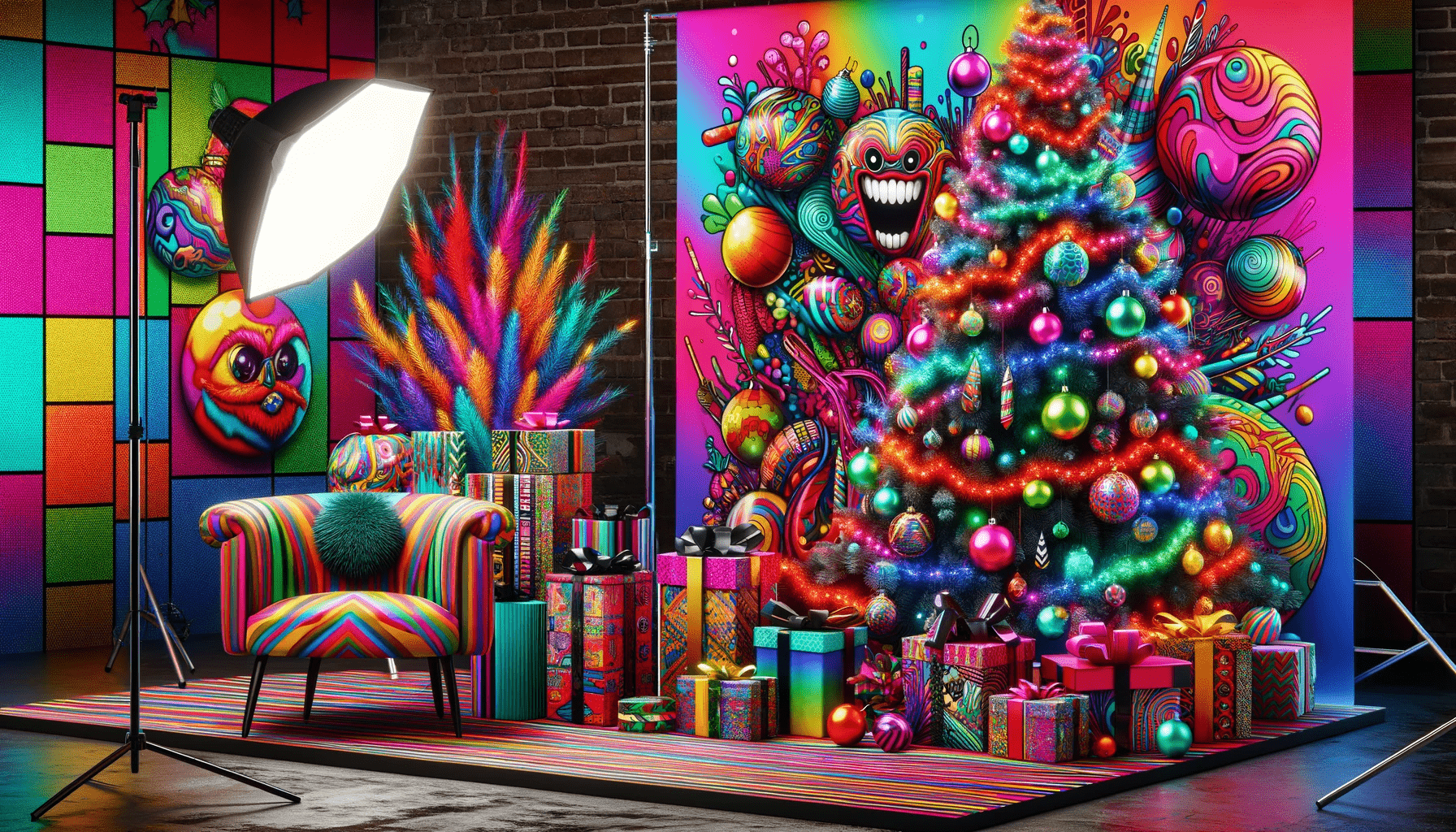 Pop art style Christmas backdrop