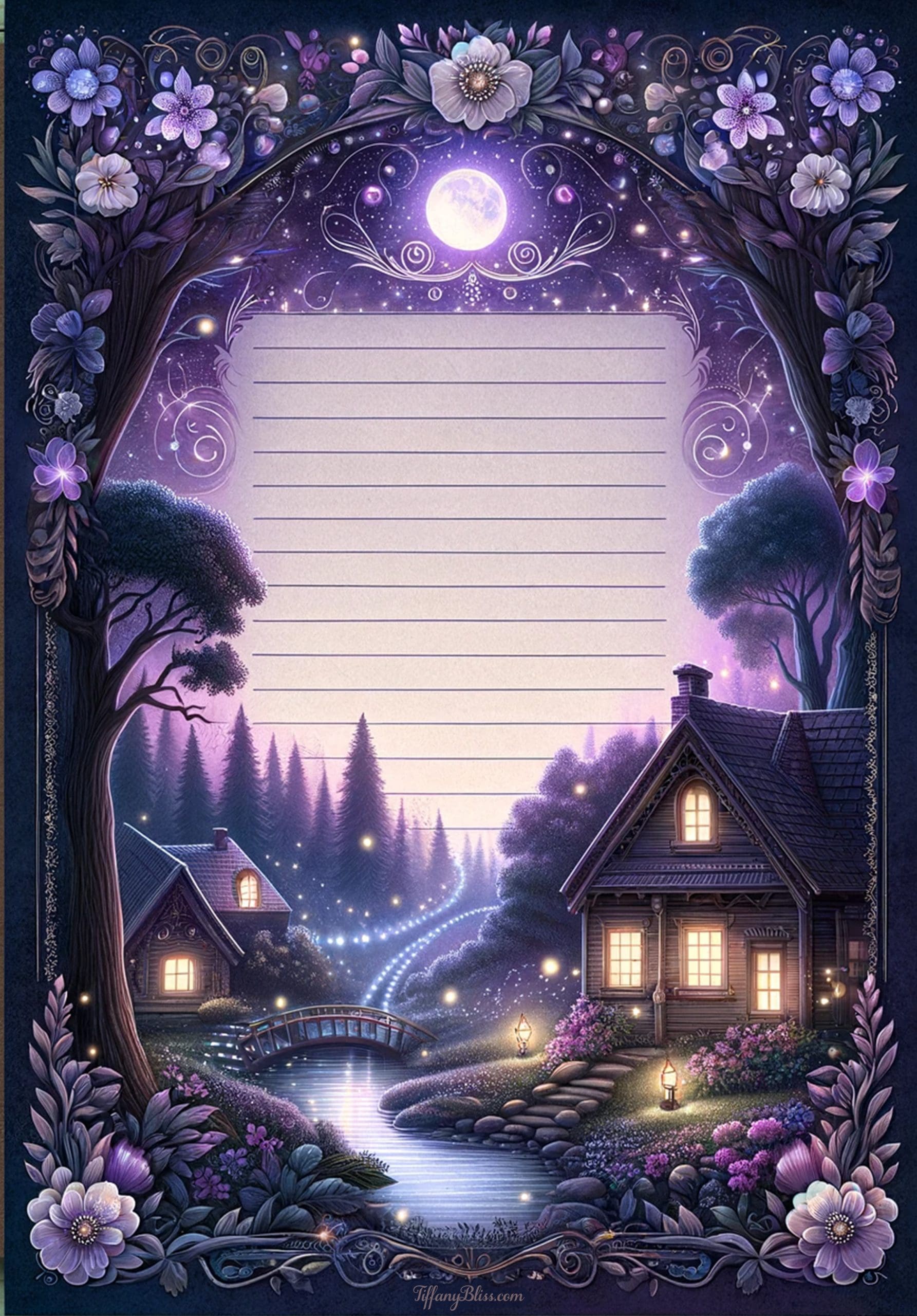 Purple cottage stationery scaled