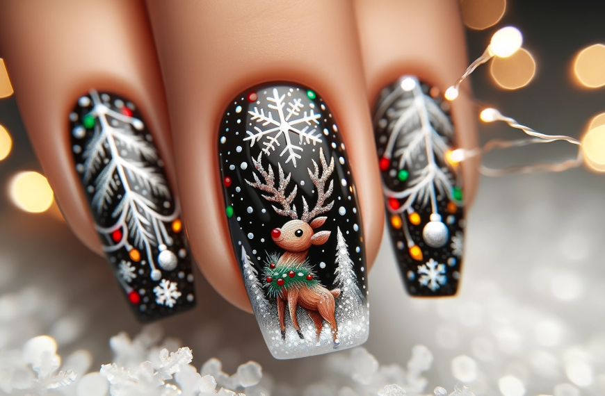 Reindeer Christmas Nail Art