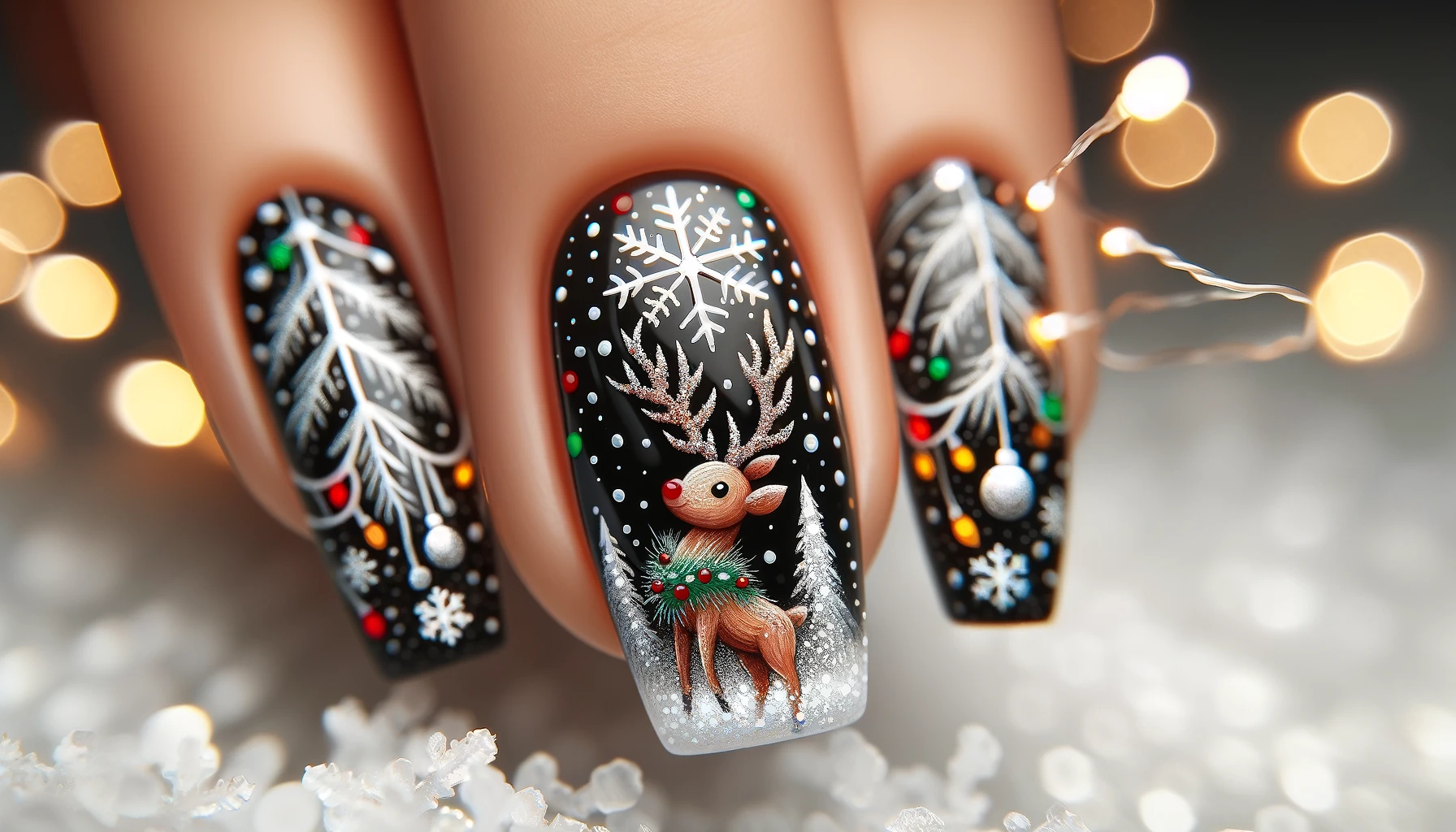 Reindeer Christmas Nail Art